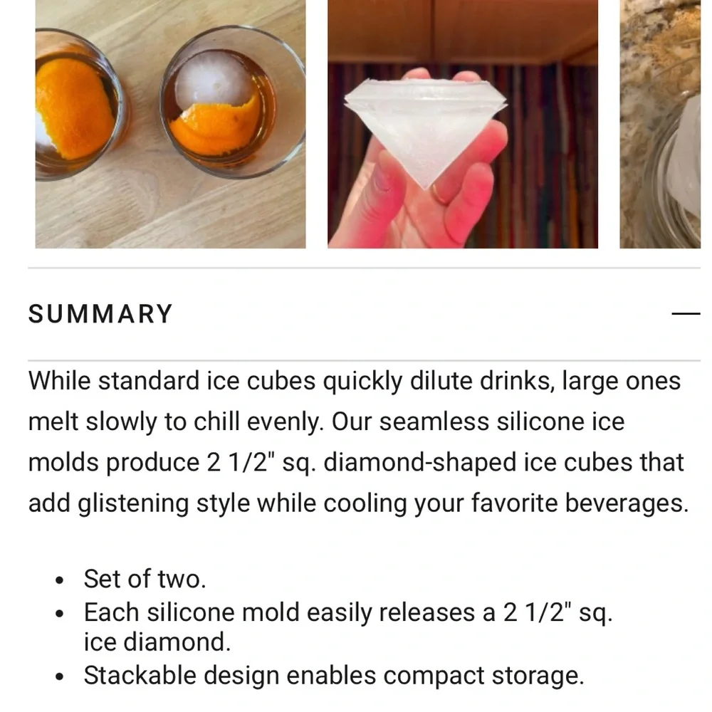 Williams Sonoma Diamond Ice Mold - 1pc